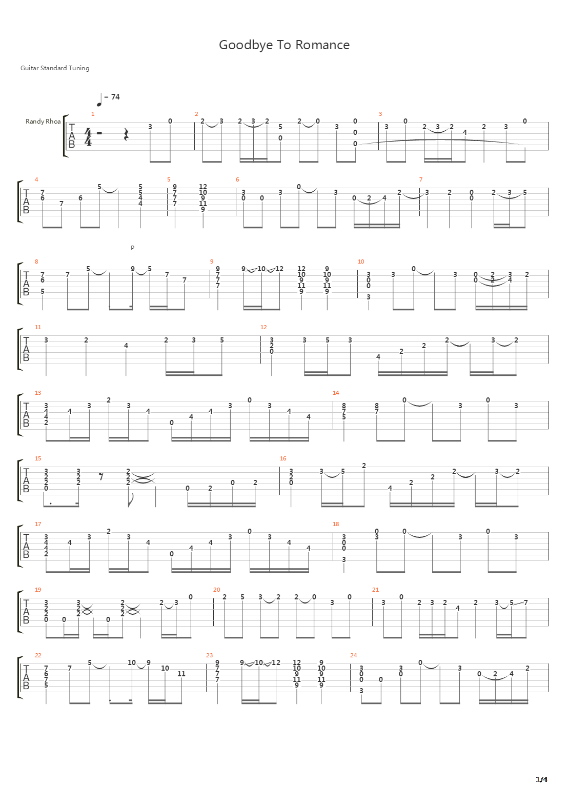 Goodbye To Romance吉他谱