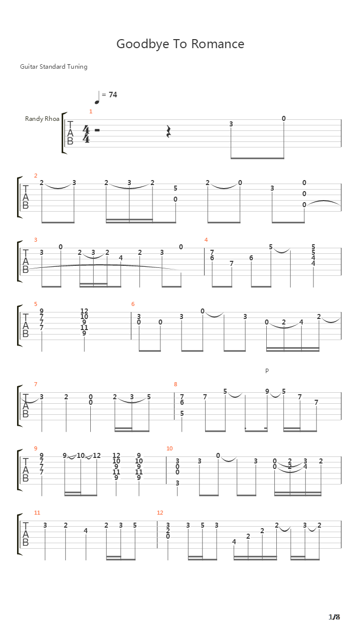 Goodbye To Romance吉他谱
