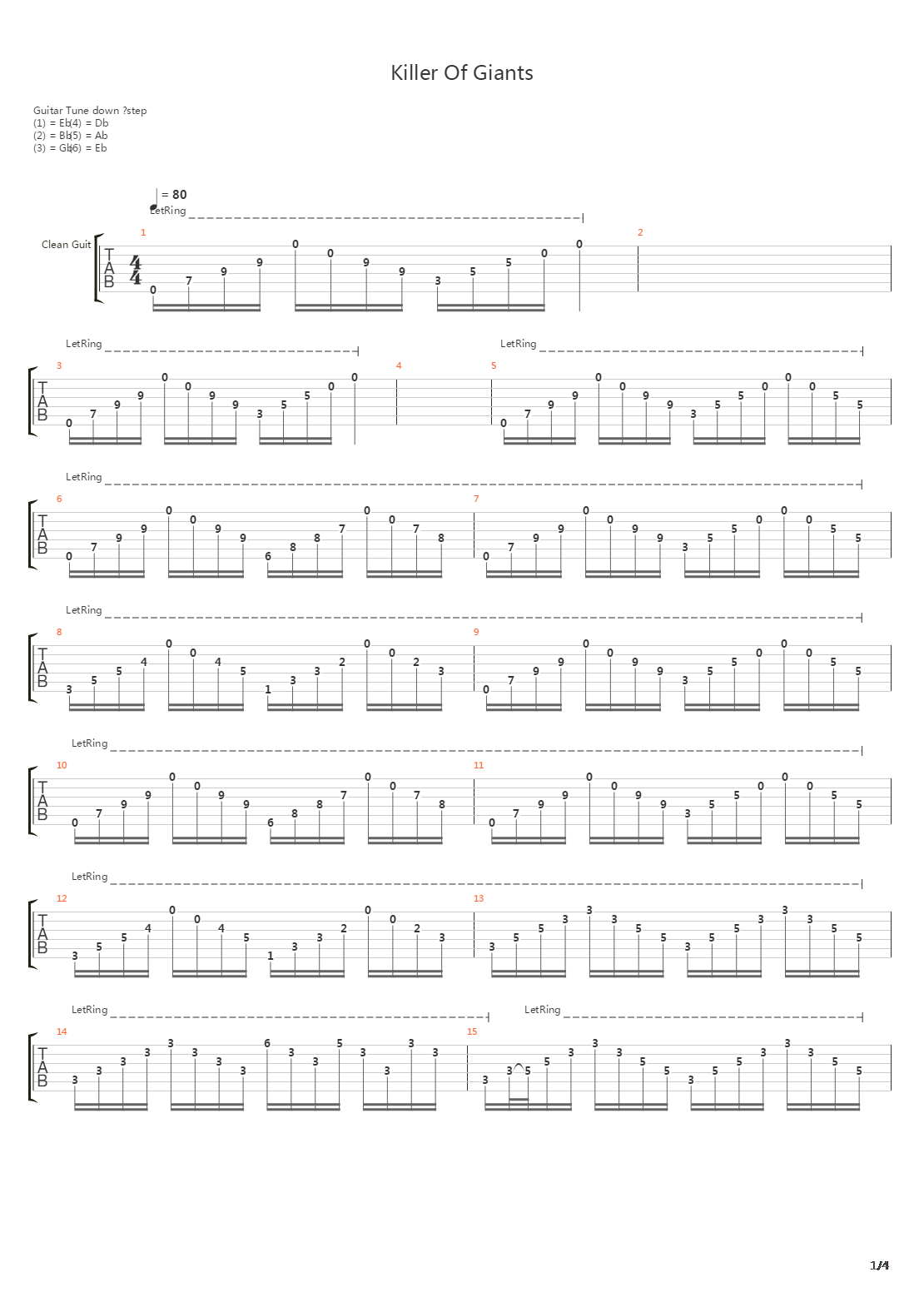 Killer Of Giants吉他谱