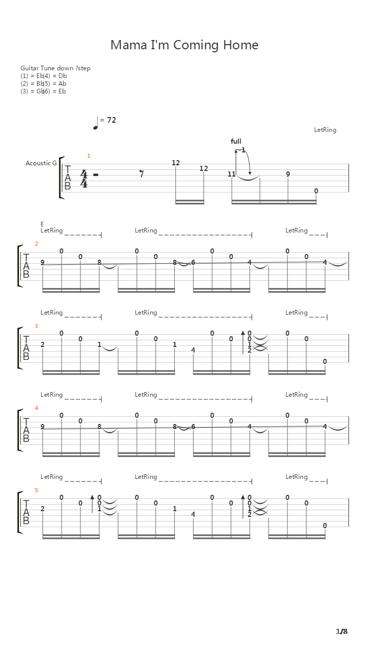 Mama Im Coming Home吉他谱