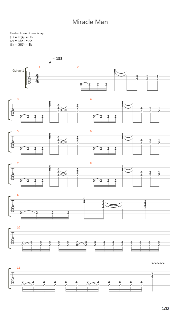 Miracle Man吉他谱