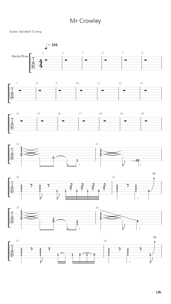 Mr Crowley吉他谱