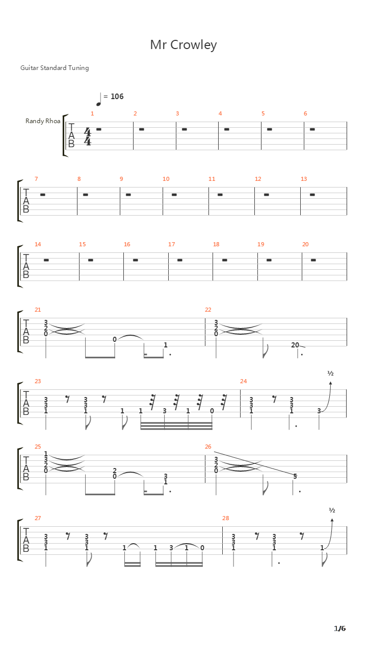 Mr Crowley吉他谱