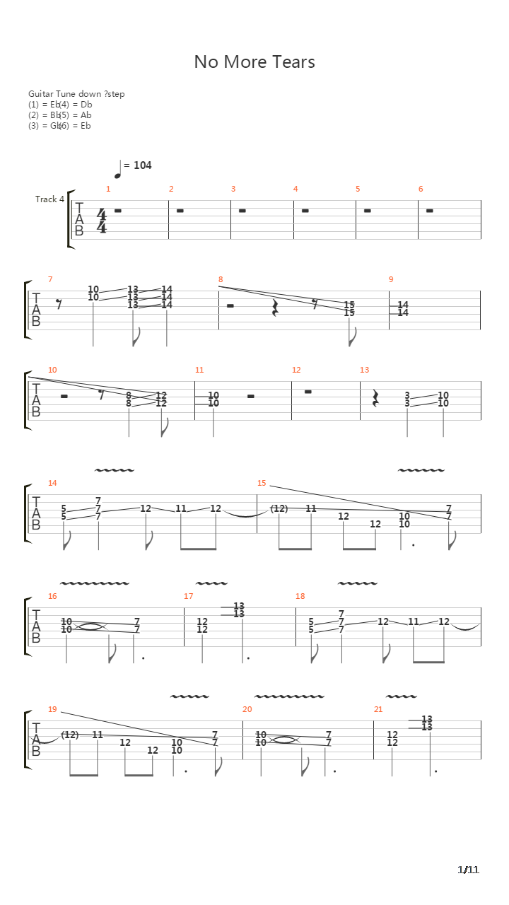 No More Tears吉他谱