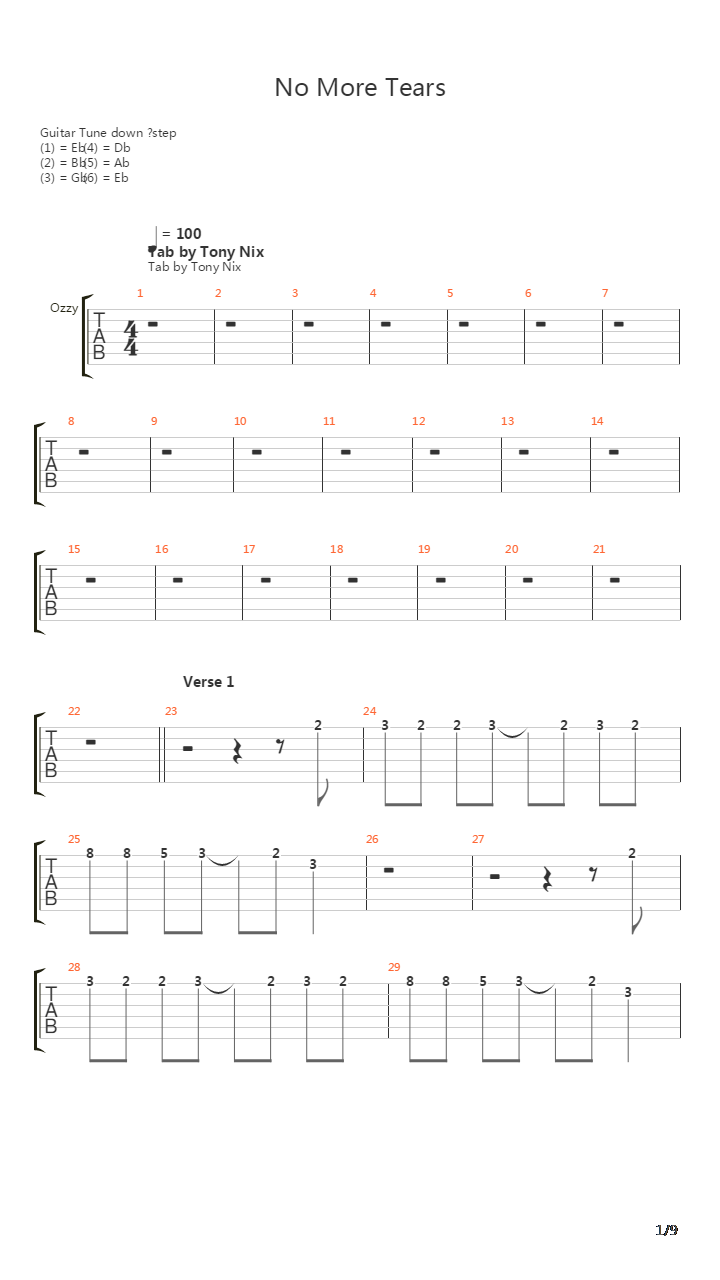No More Tears吉他谱