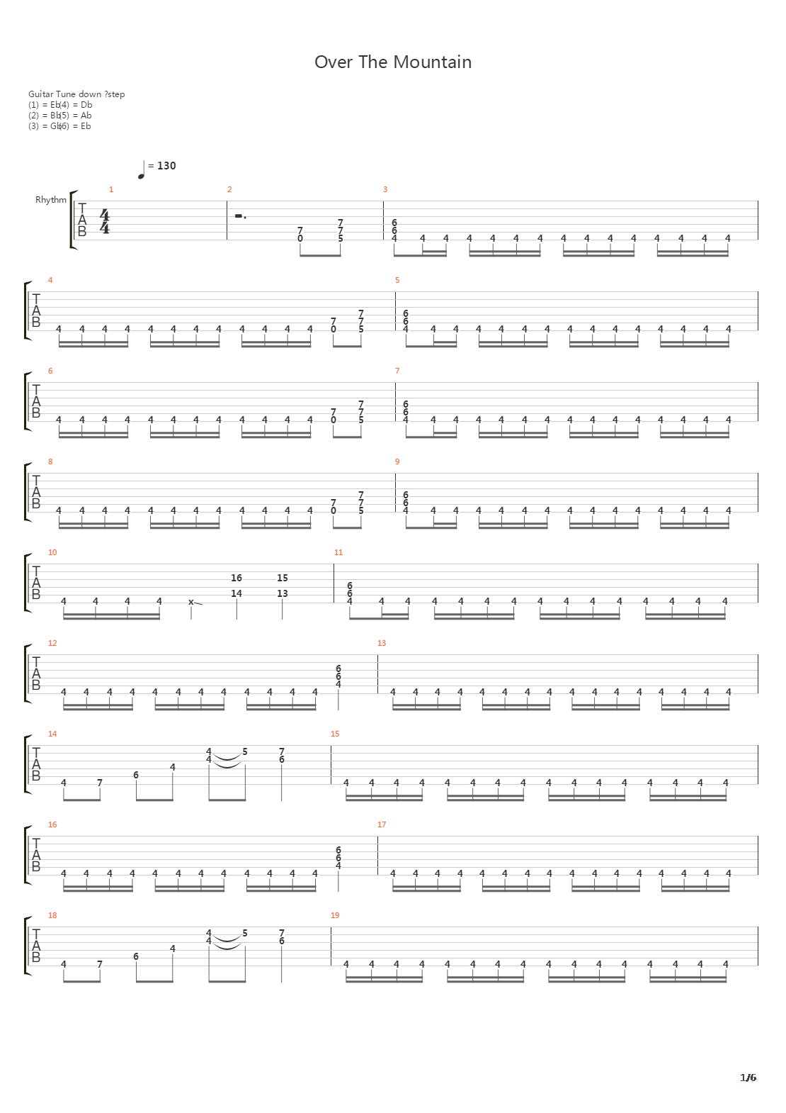 Over The Mountain吉他谱