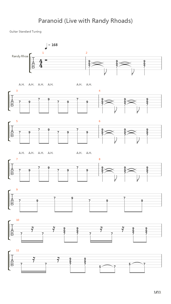 Paranoid吉他谱