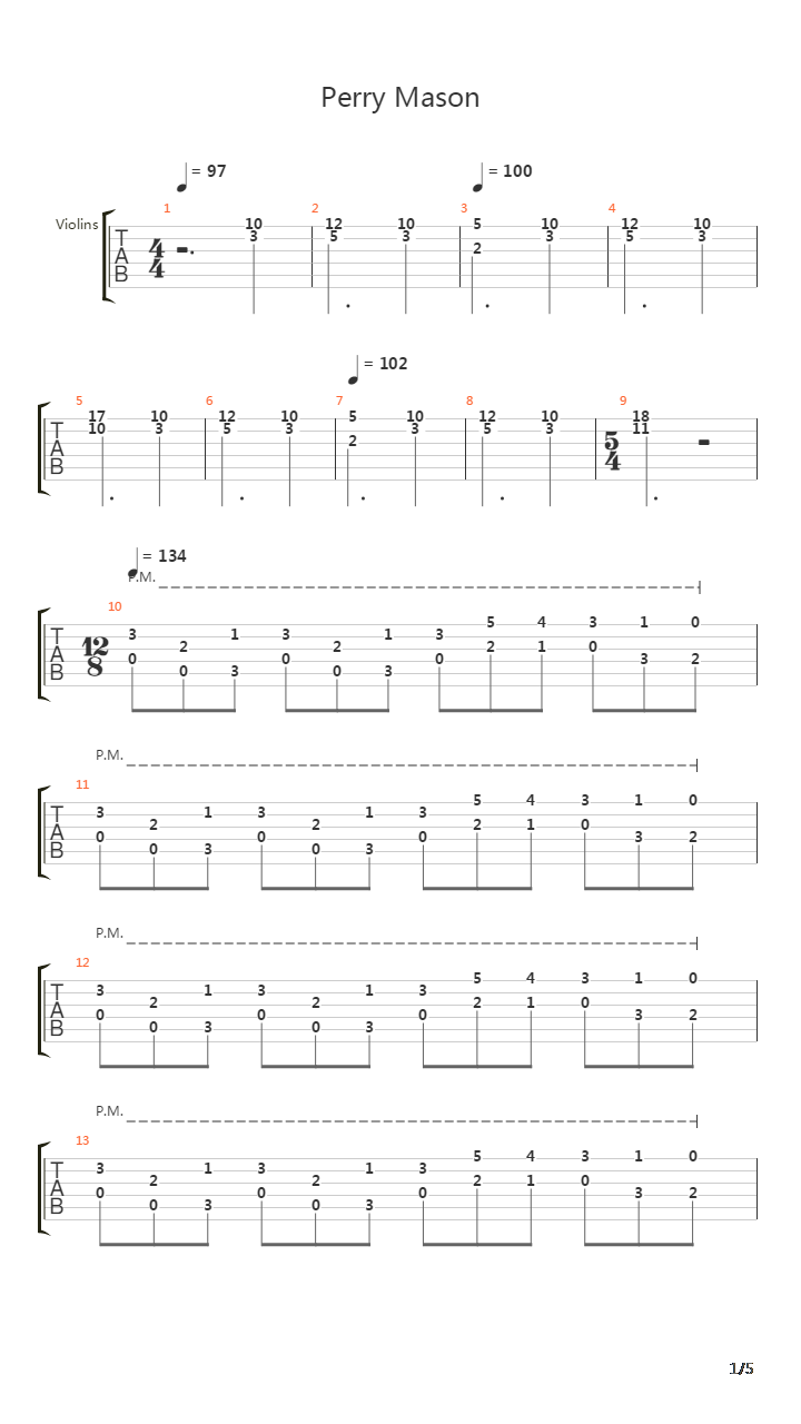 Perry Mason吉他谱