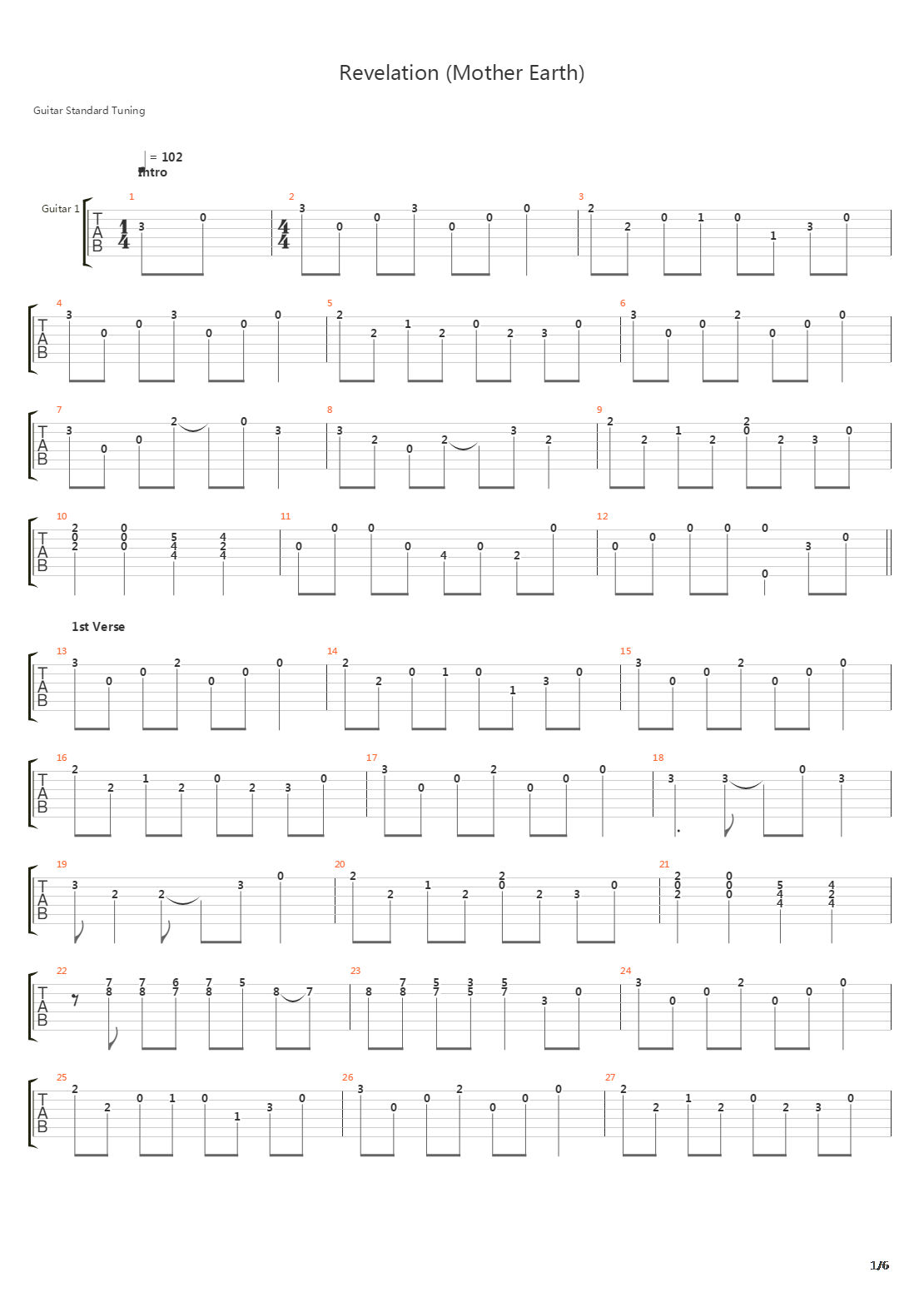 Revelation Mother Earth吉他谱