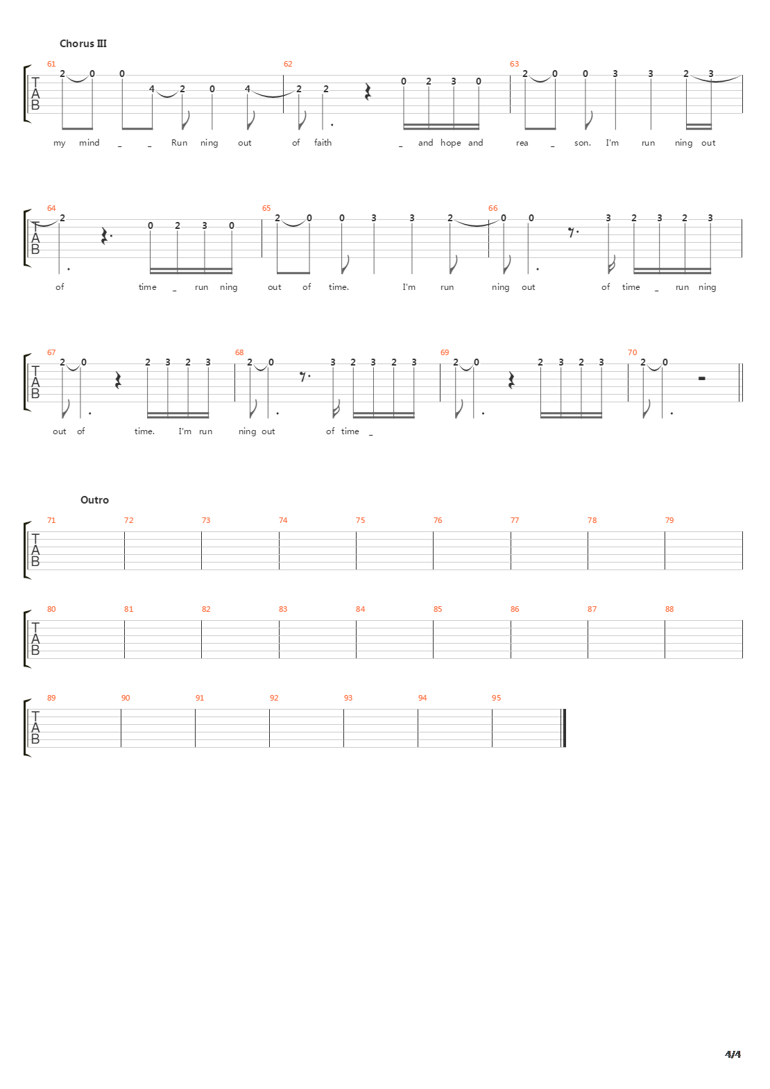 Running Out Of Time吉他谱