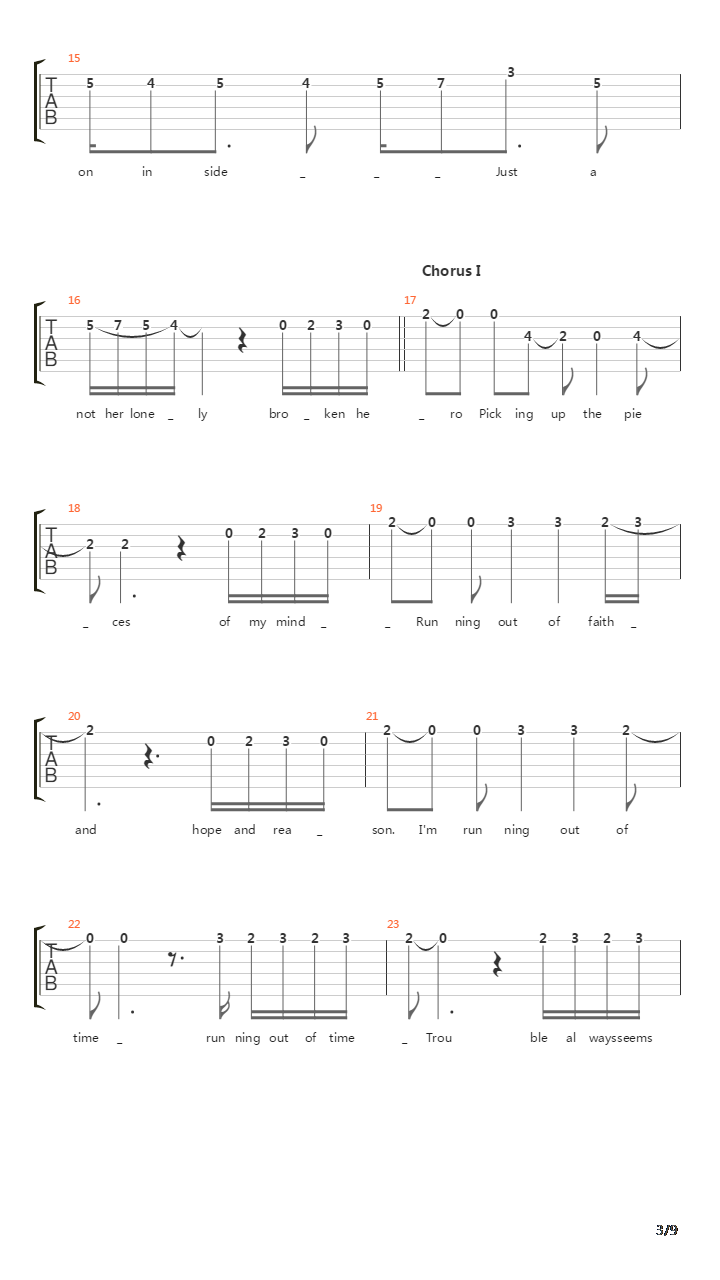 Running Out Of Time吉他谱