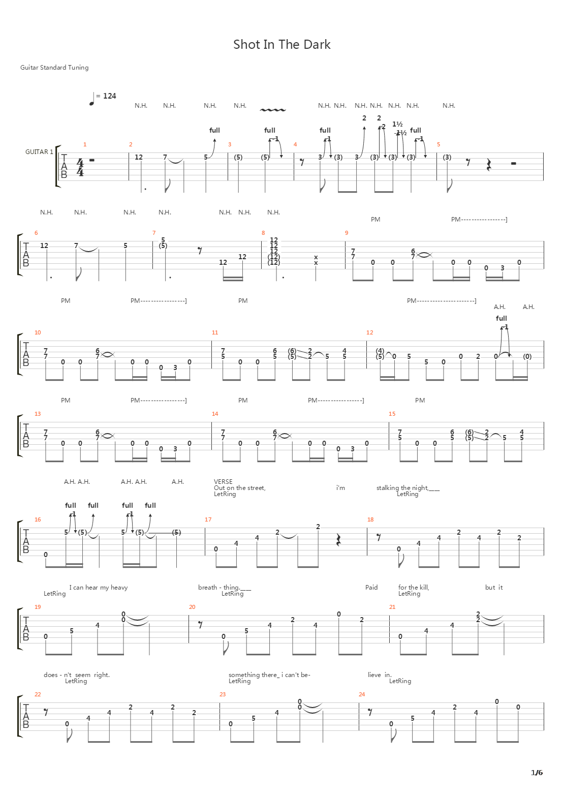 Shot In The Dark吉他谱