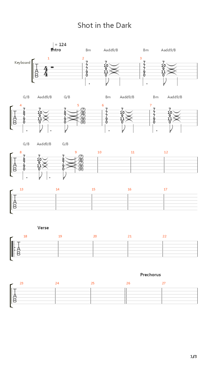 Shot In The Dark吉他谱