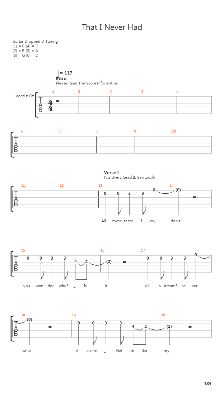 That I Never Had吉他谱