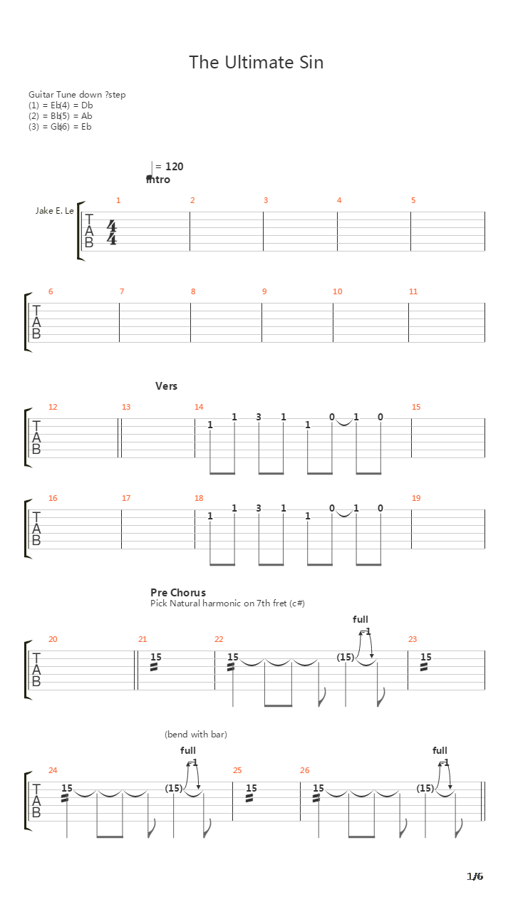 The Ultimate Sin吉他谱