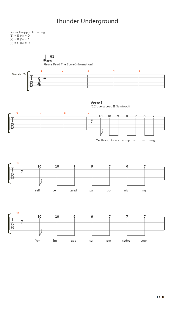 Thunder Underground吉他谱