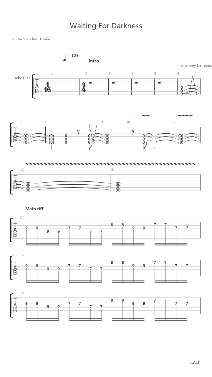 Waiting For Darkness吉他谱
