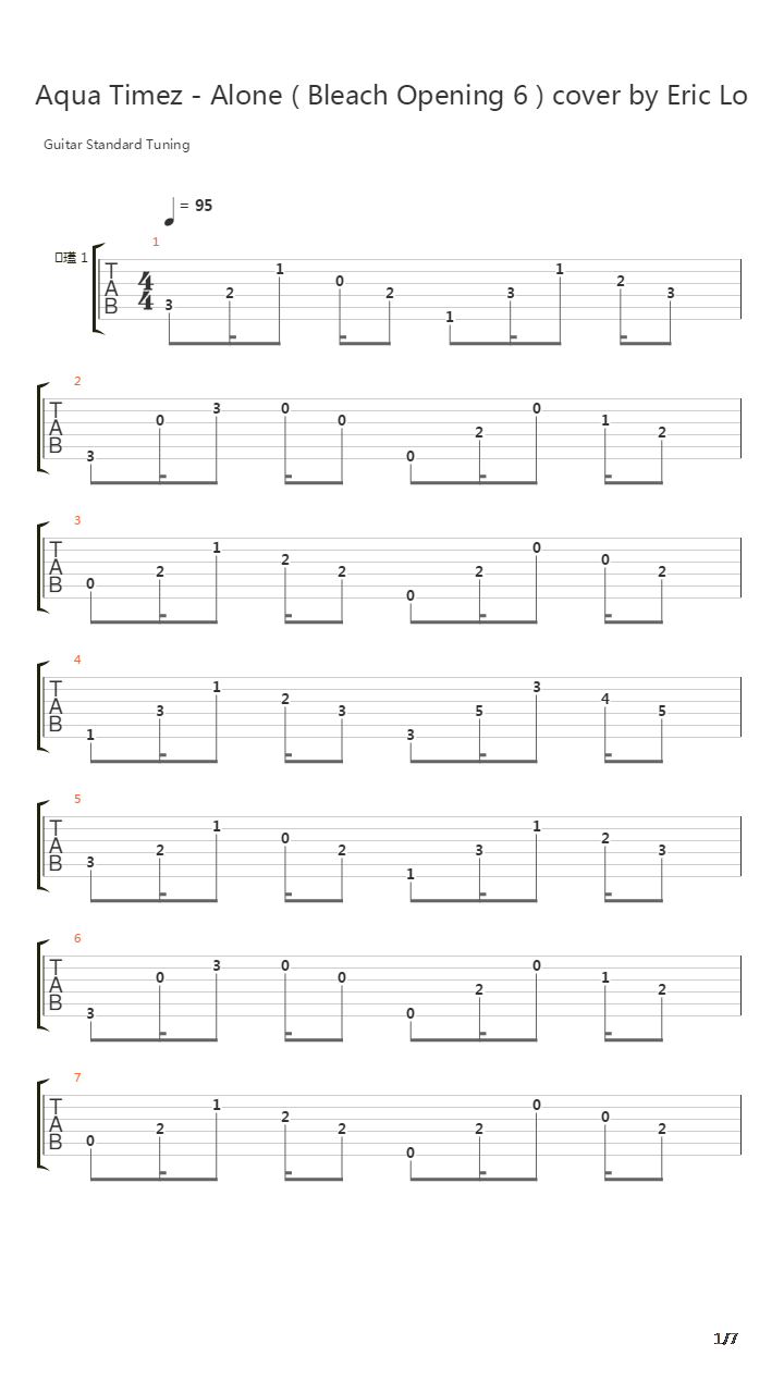 Alone(Bleach Opening 6)吉他谱