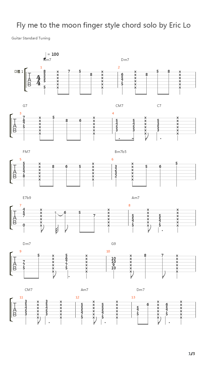 Fly me to the moon吉他谱