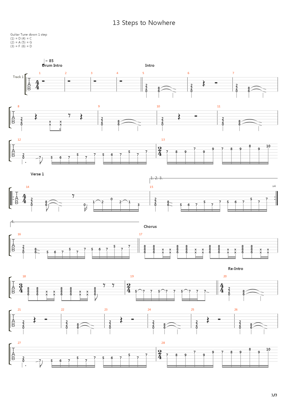 13 Steps To Nowhere吉他谱