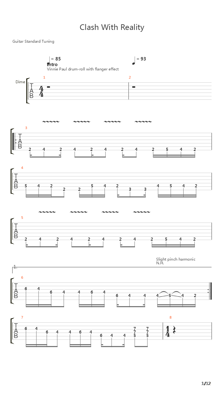 Clash With Reality吉他谱