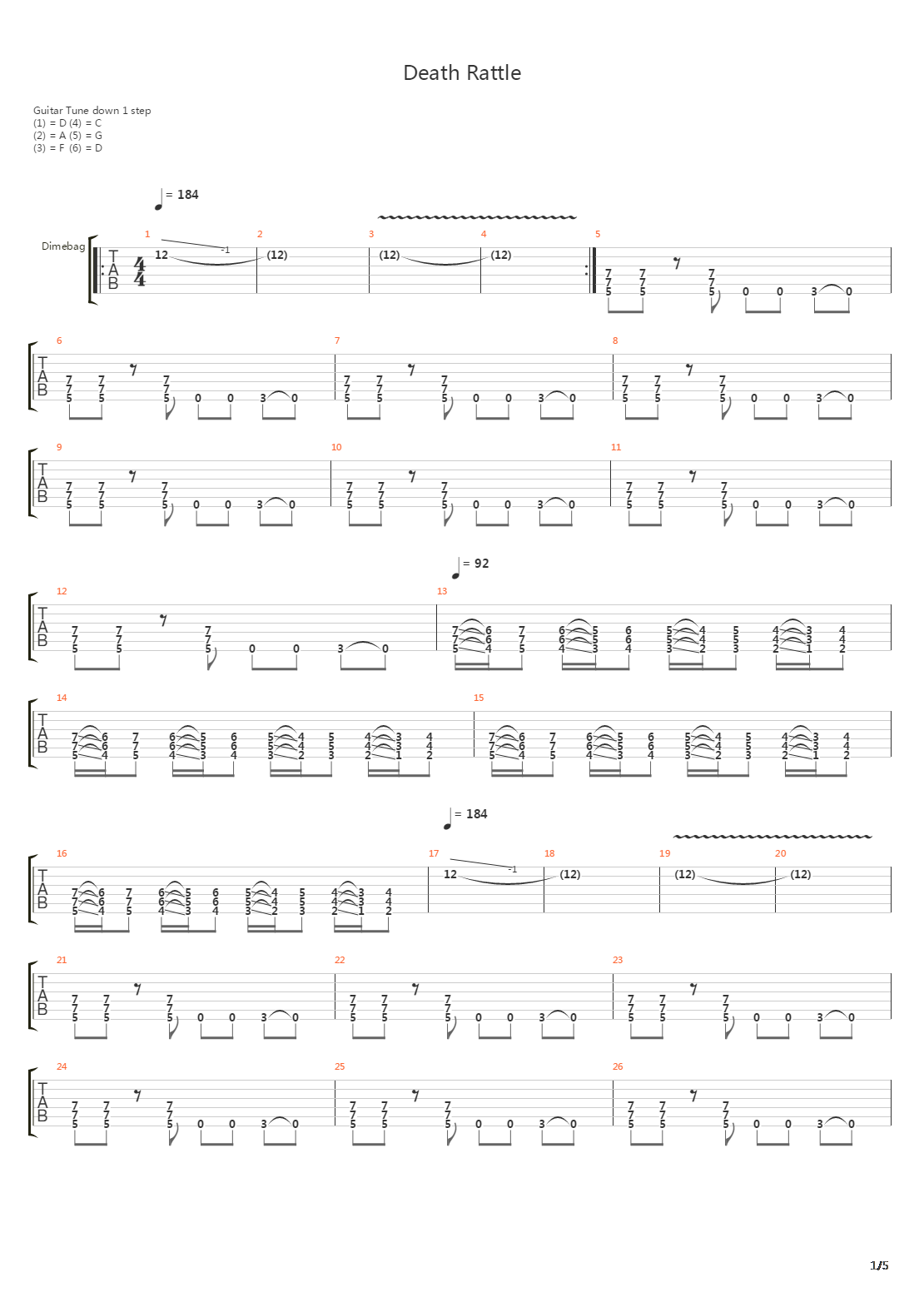 Death Rattle吉他谱