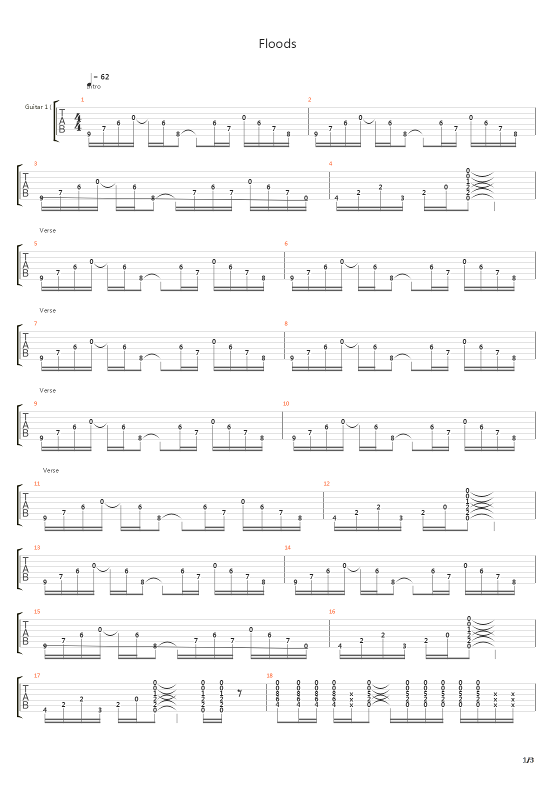 Floods吉他谱