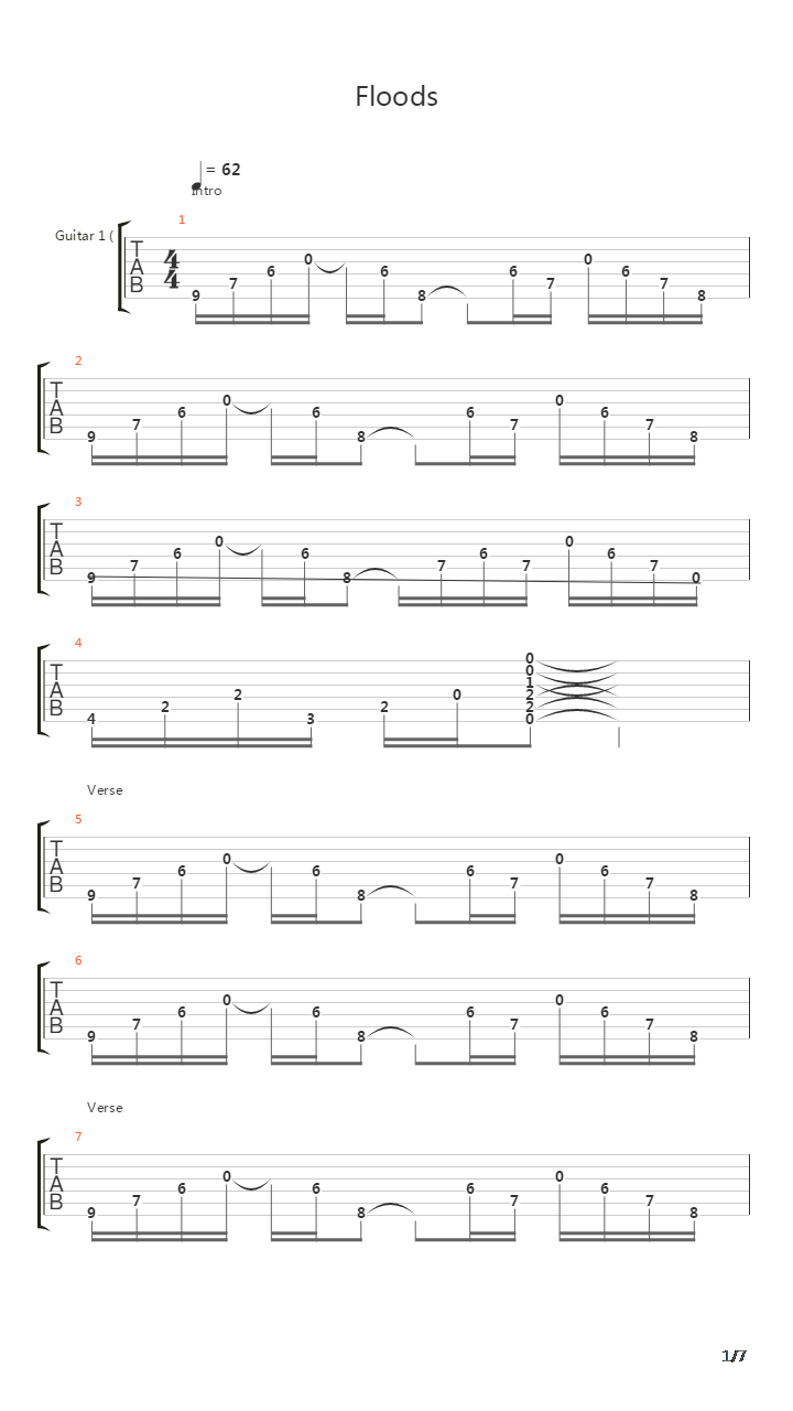 Floods吉他谱