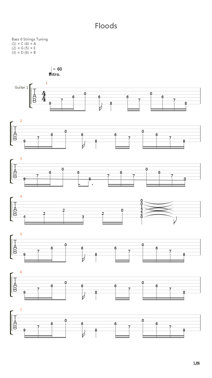 Floods吉他谱
