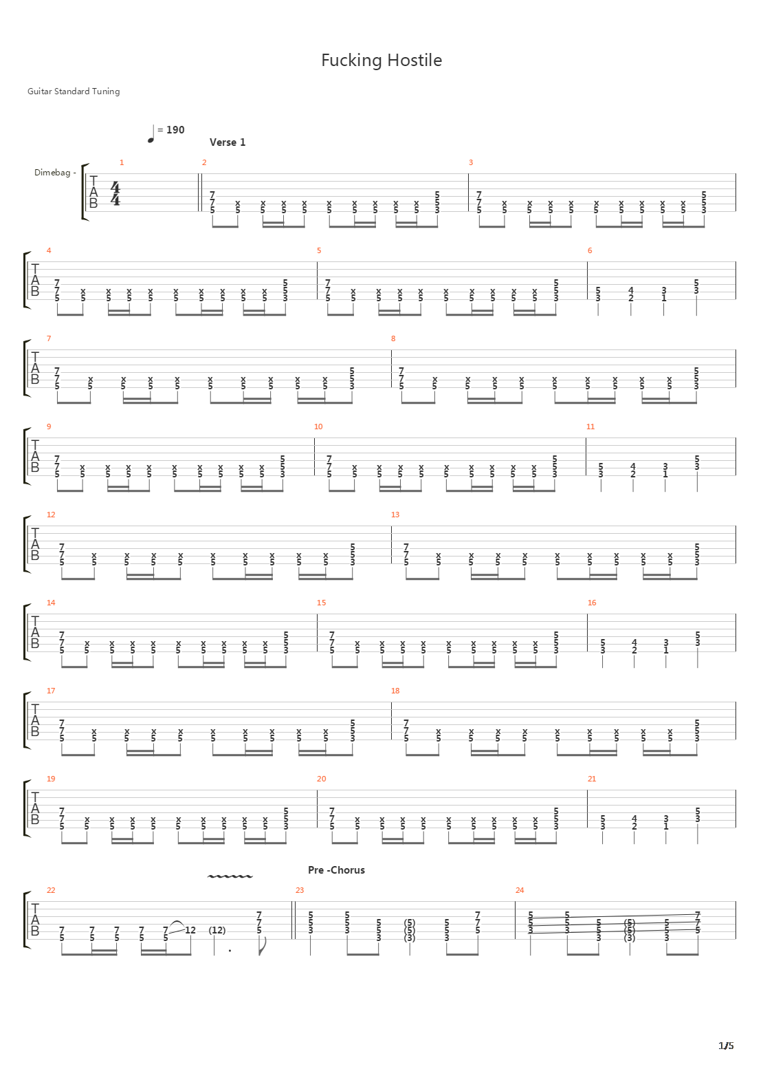 Fucking Hostile吉他谱