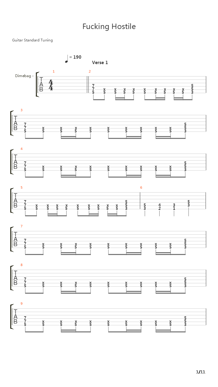 Fucking Hostile吉他谱