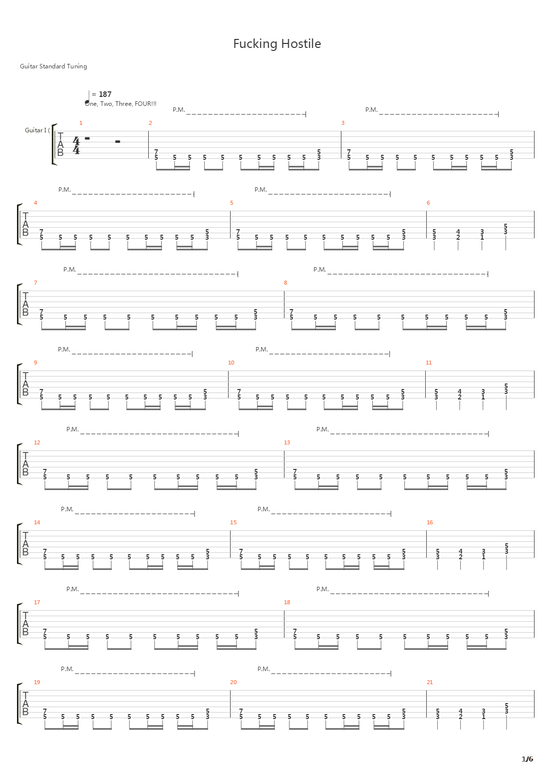 Fucking Hostile吉他谱