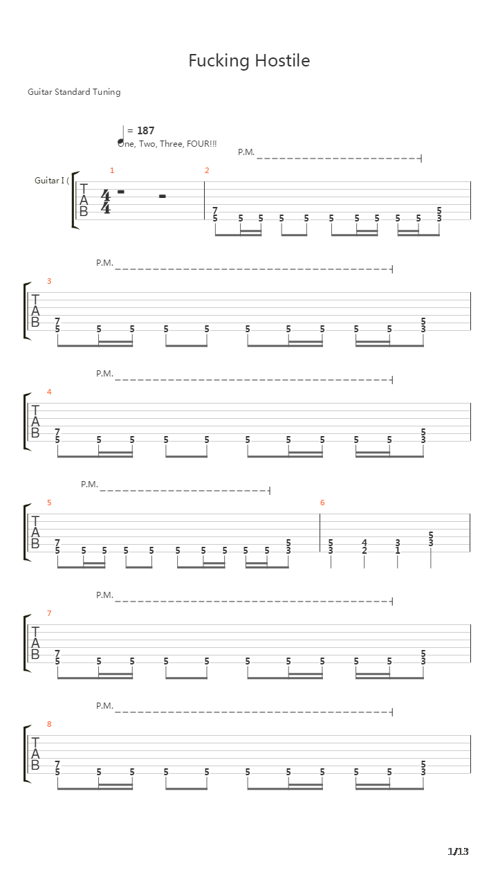 Fucking Hostile吉他谱