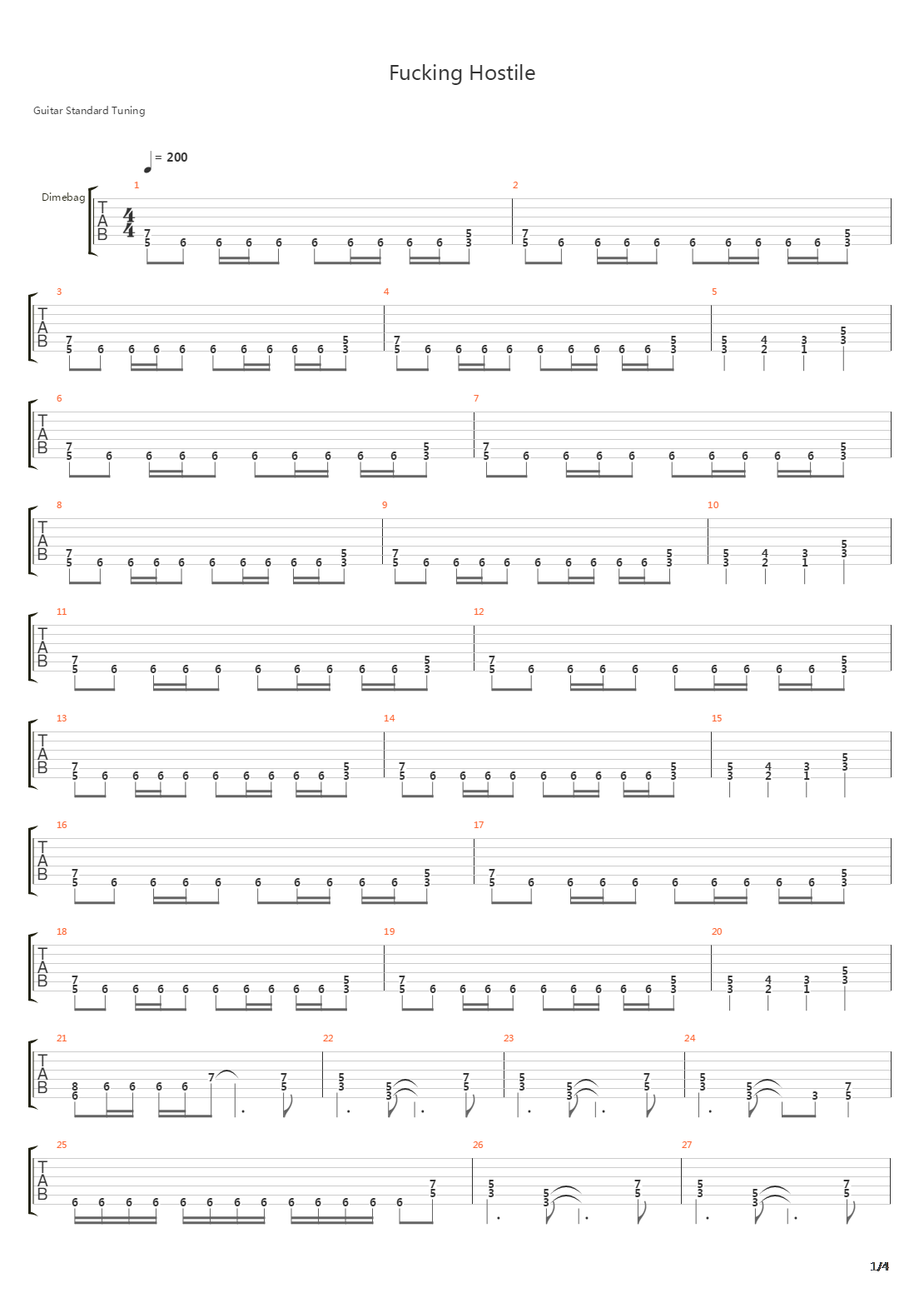 Fucking Hostile吉他谱