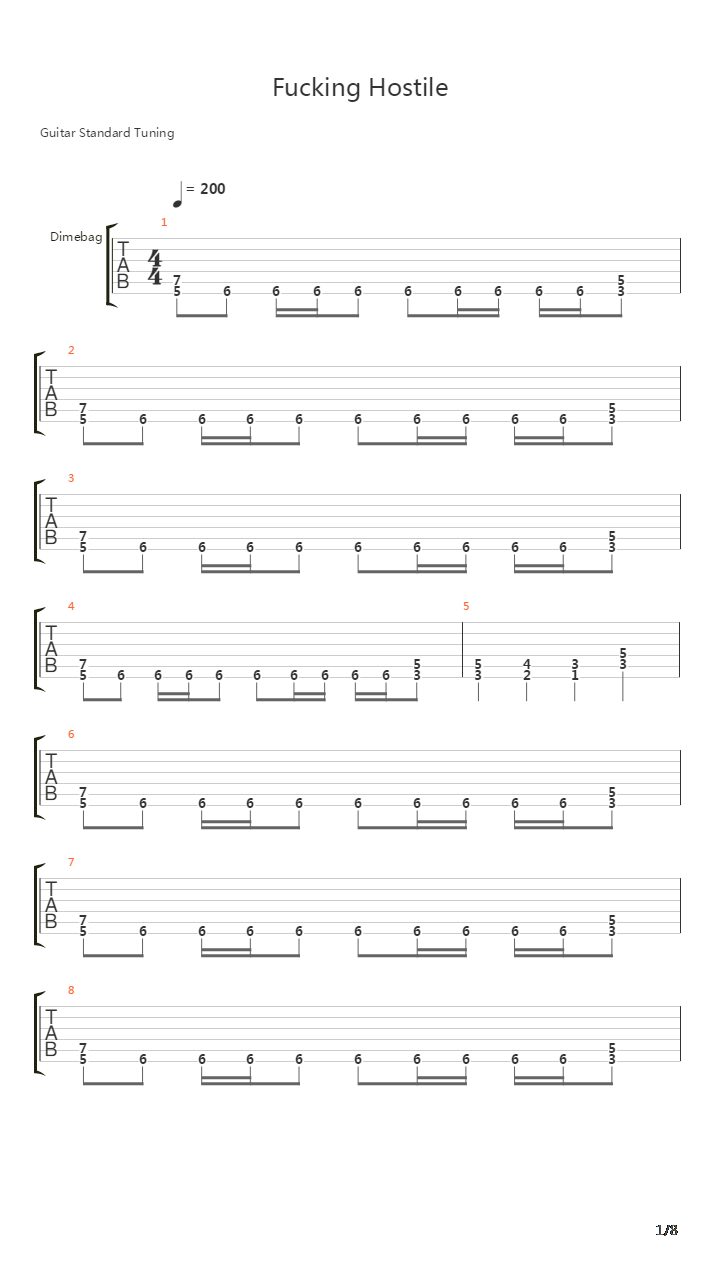 Fucking Hostile吉他谱