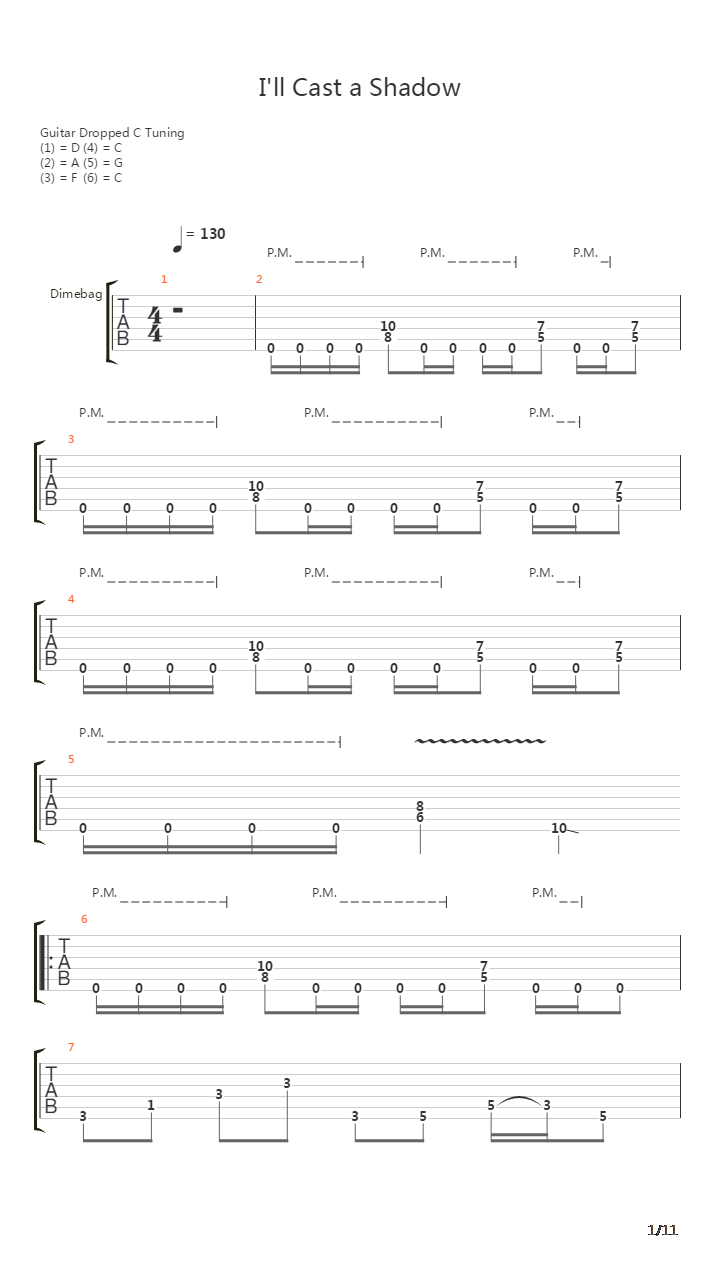 Ill Cast A Shadow吉他谱