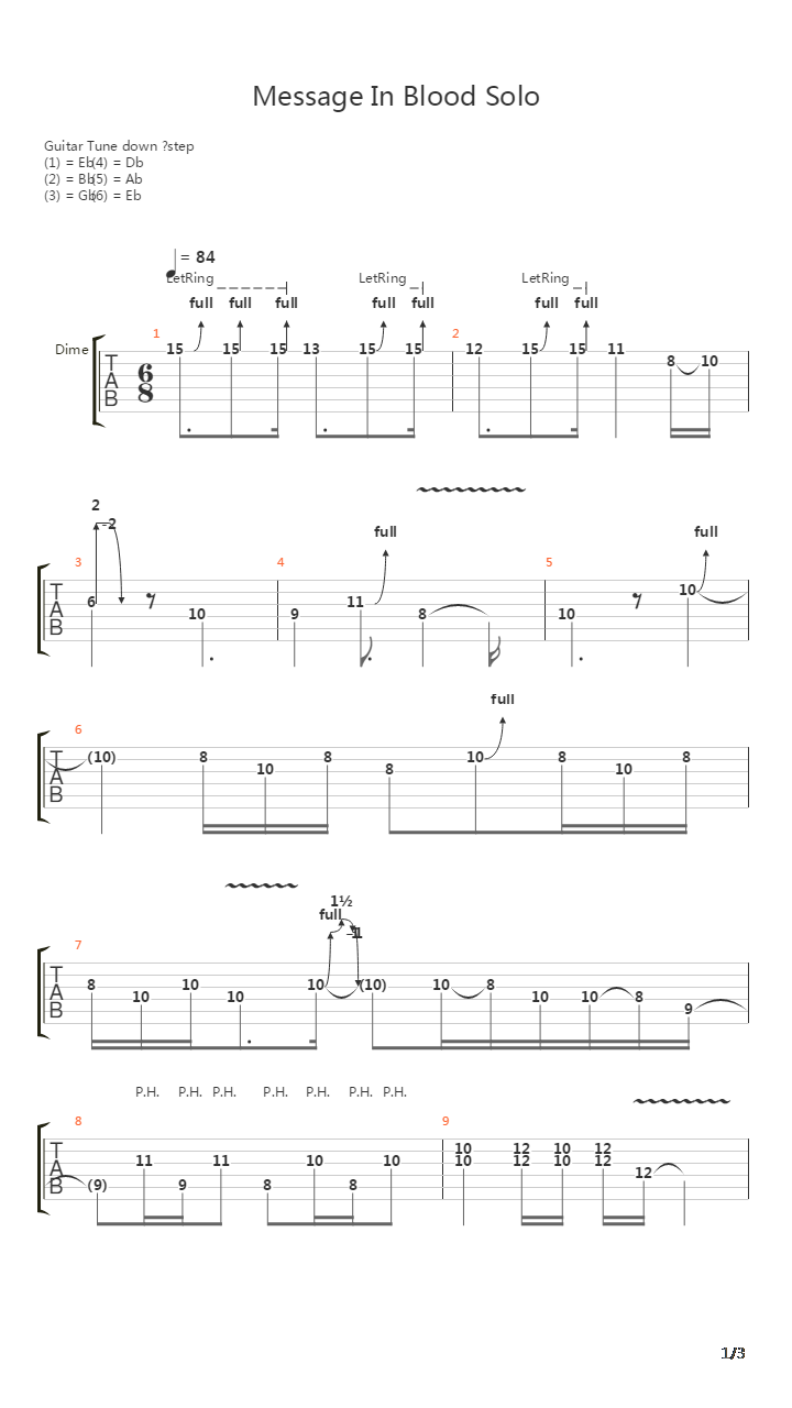 Message In Blood吉他谱
