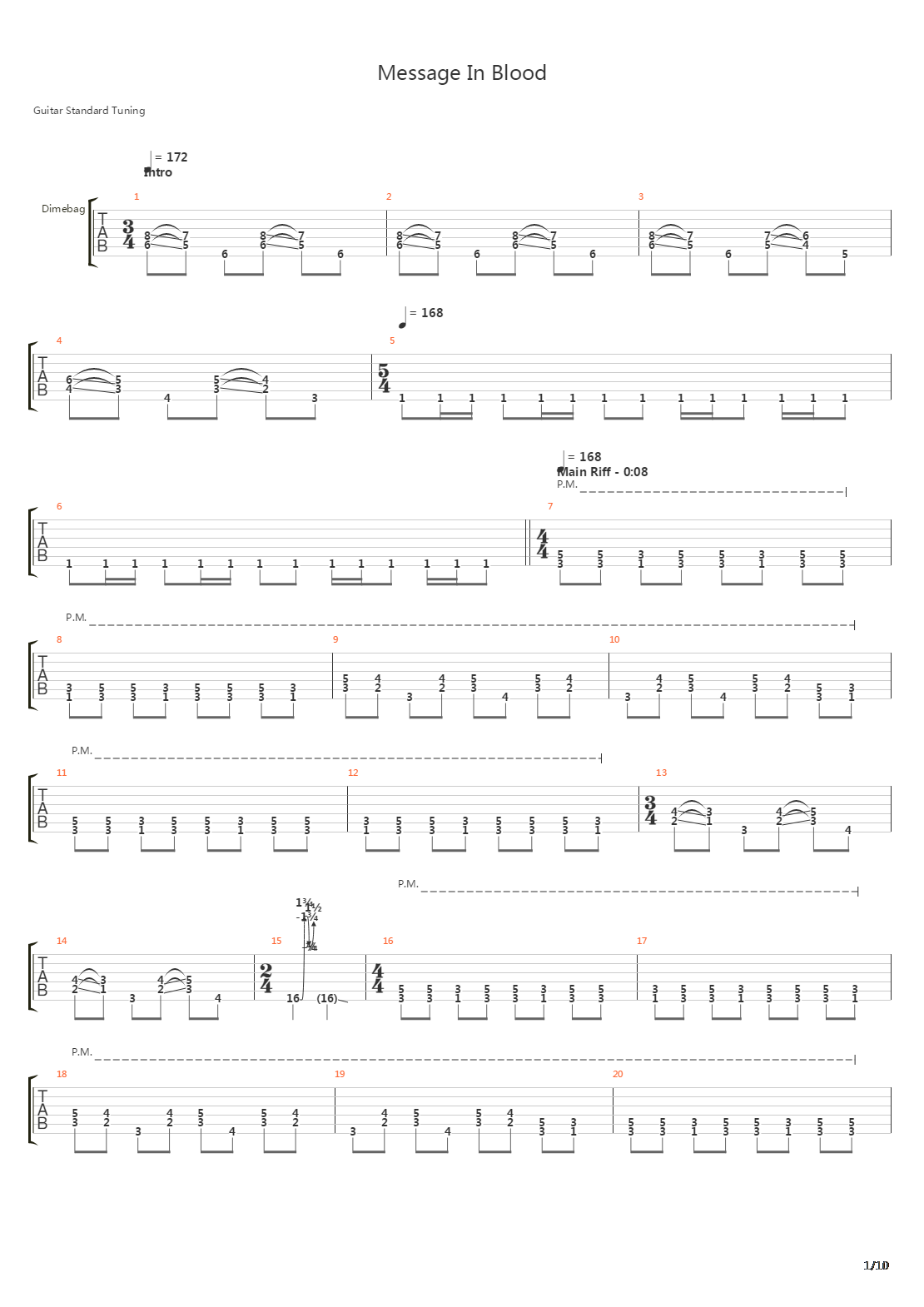 Message In Blood吉他谱
