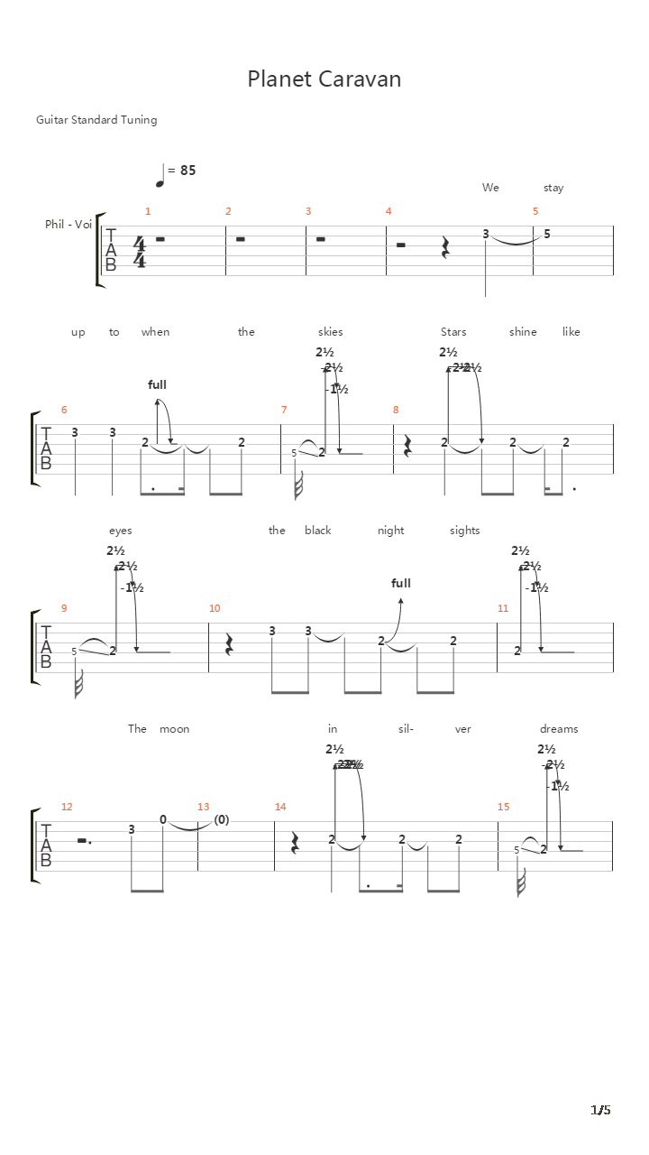 Planet Caravan吉他谱
