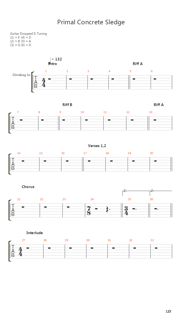 Primal Concrete Sledge吉他谱