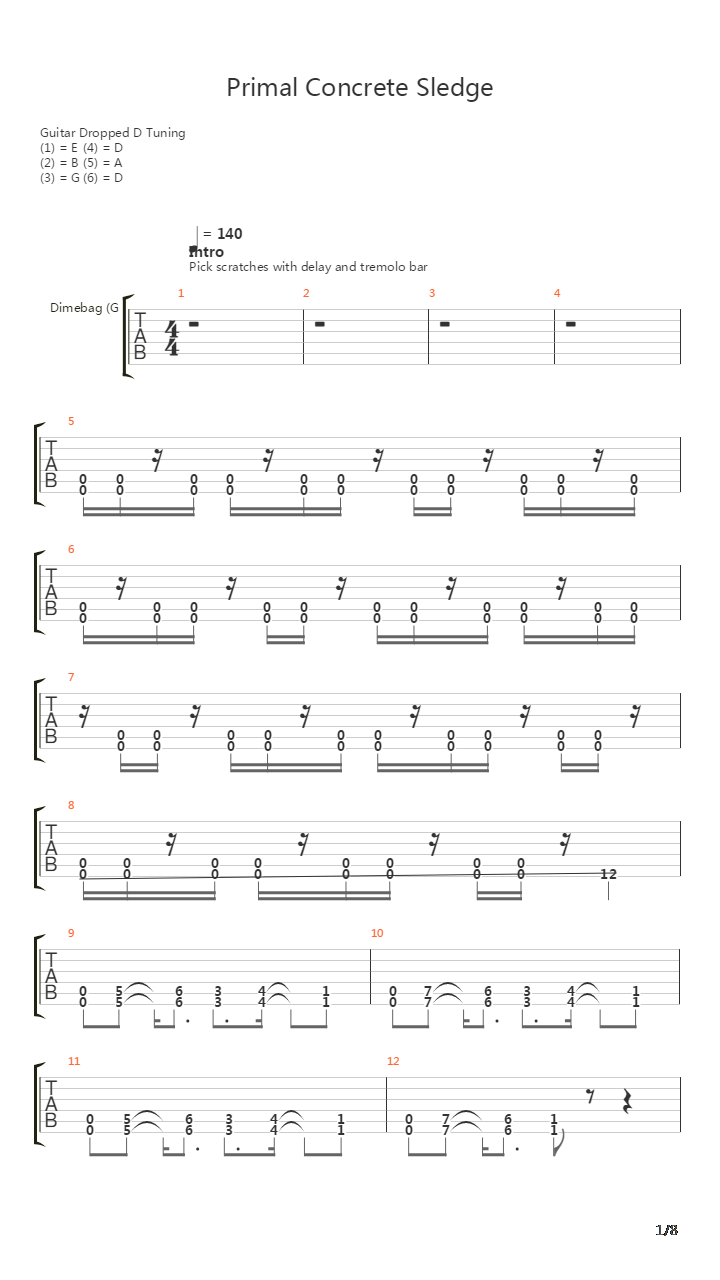 Primal Concrete Sledge吉他谱