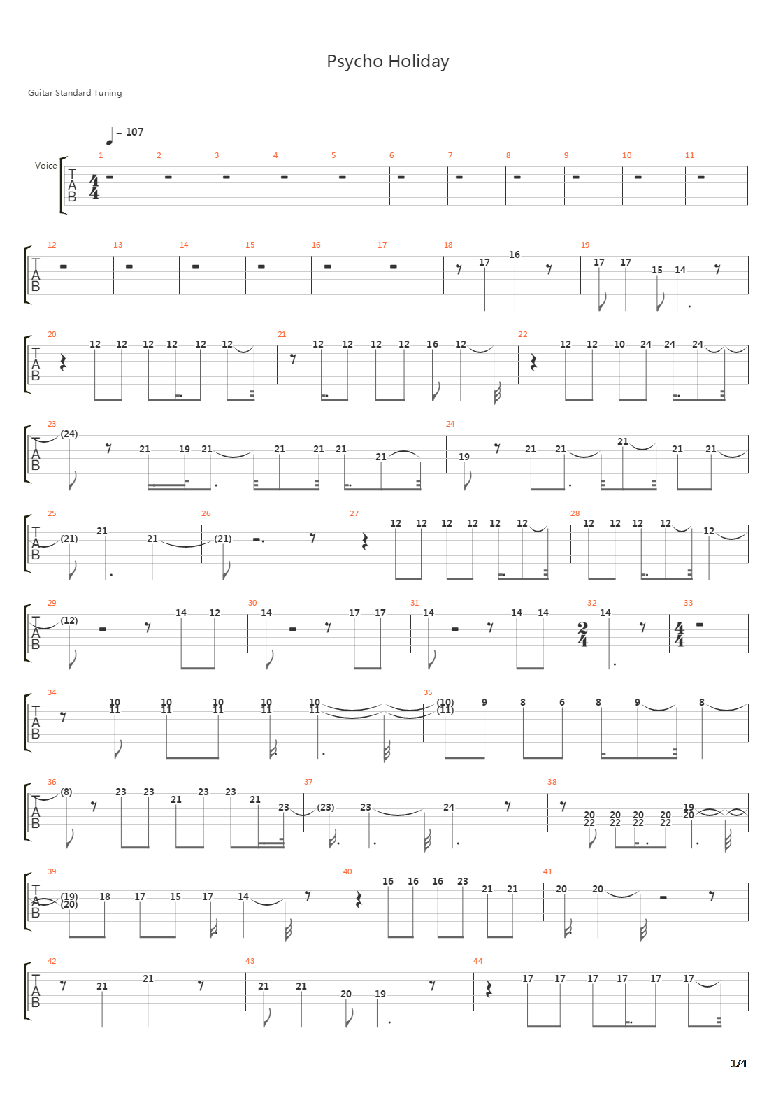 Psycho Holiday吉他谱