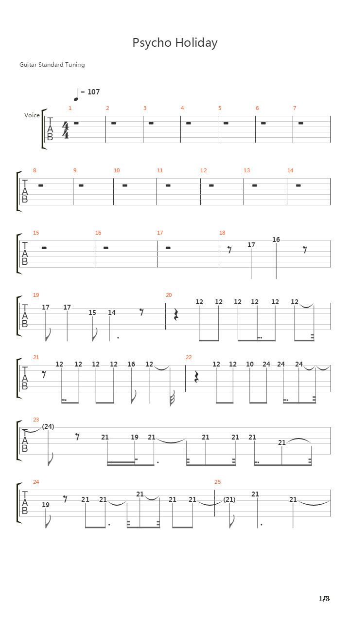Psycho Holiday吉他谱