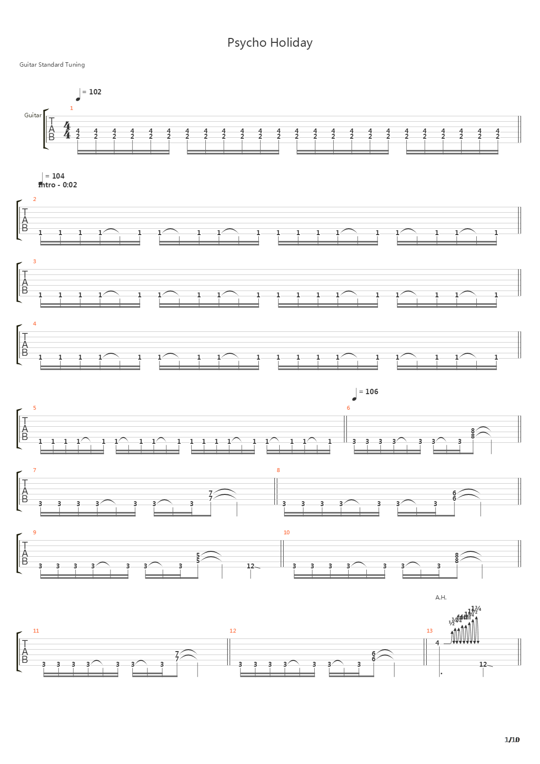 Psycho Holiday吉他谱
