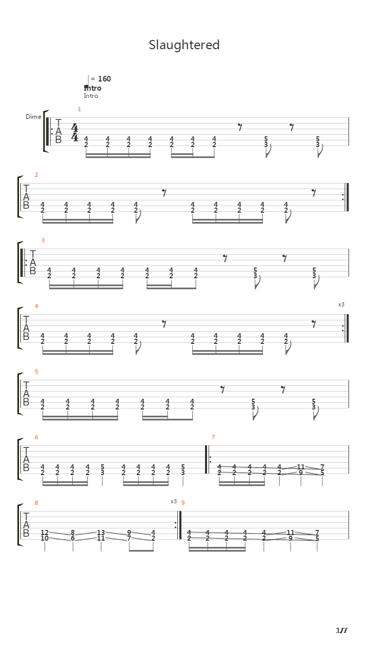Slaughtered吉他谱