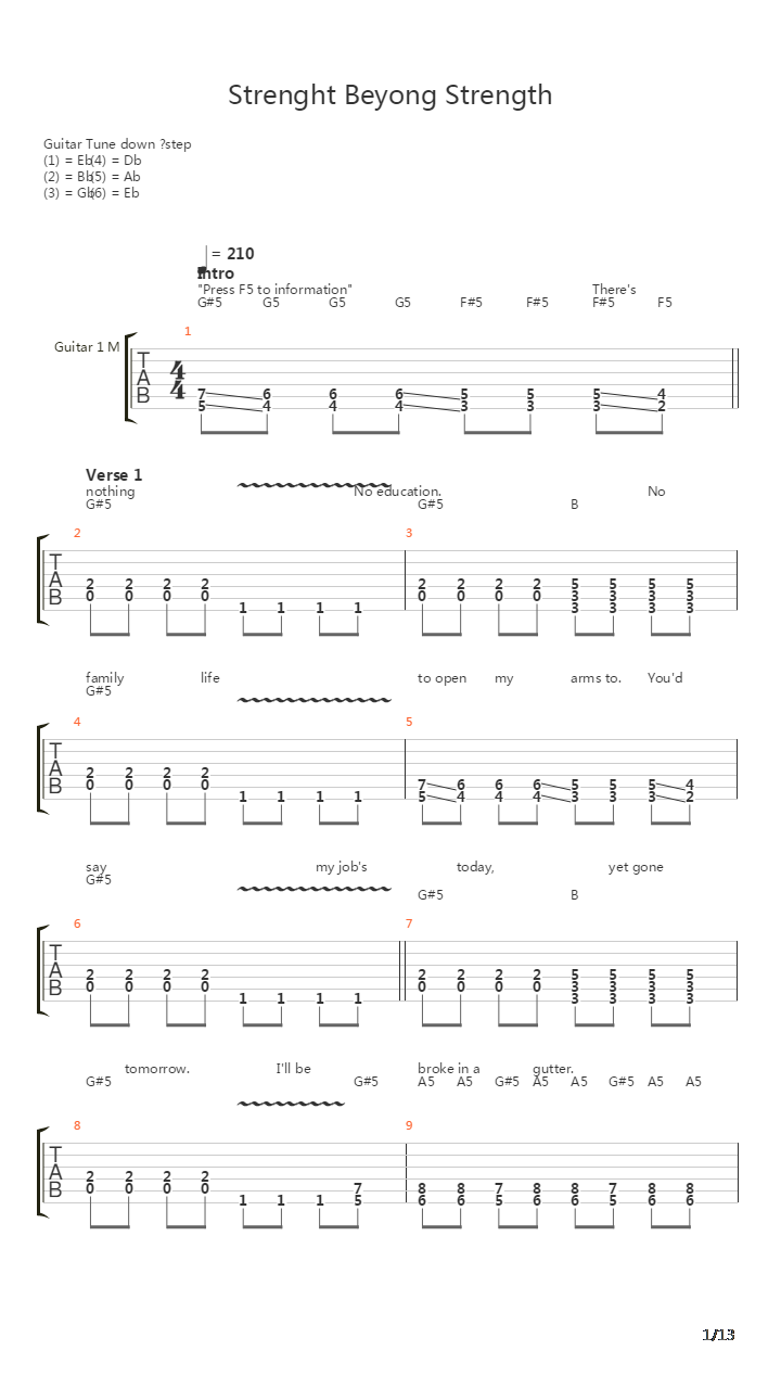 Strenght Beyond Strenght吉他谱