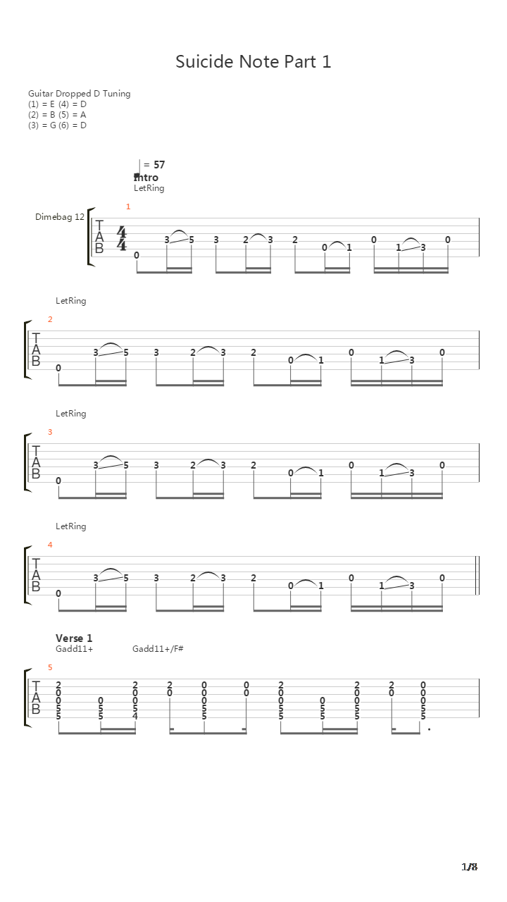 Suicide Note吉他谱
