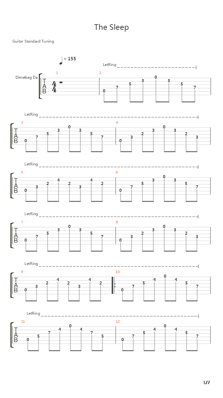 The Sleep吉他谱