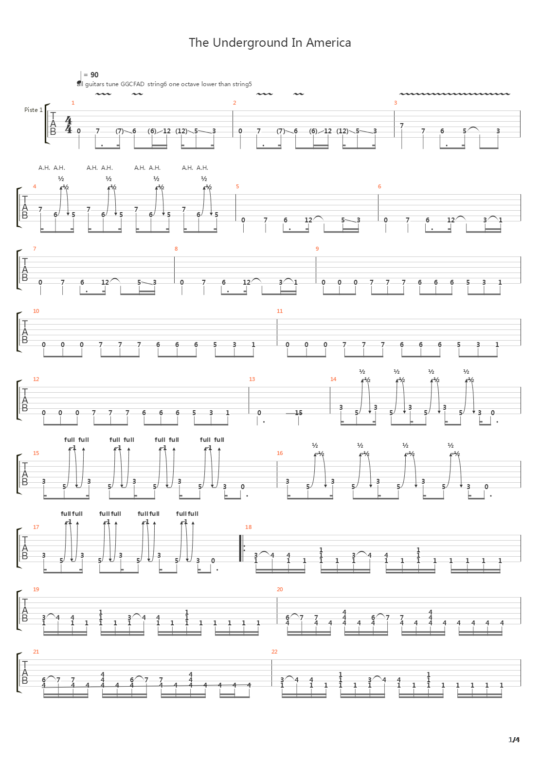 The Underground In America吉他谱