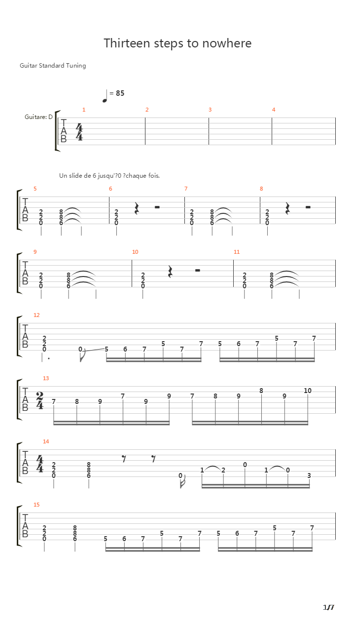 Thirteen Steps To Nowhere吉他谱